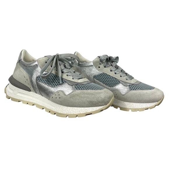 M. Gemi The Storia Sneaker Gray & Silver Size 6 Mixed Media Sporty Casual - Picture 3 of 13